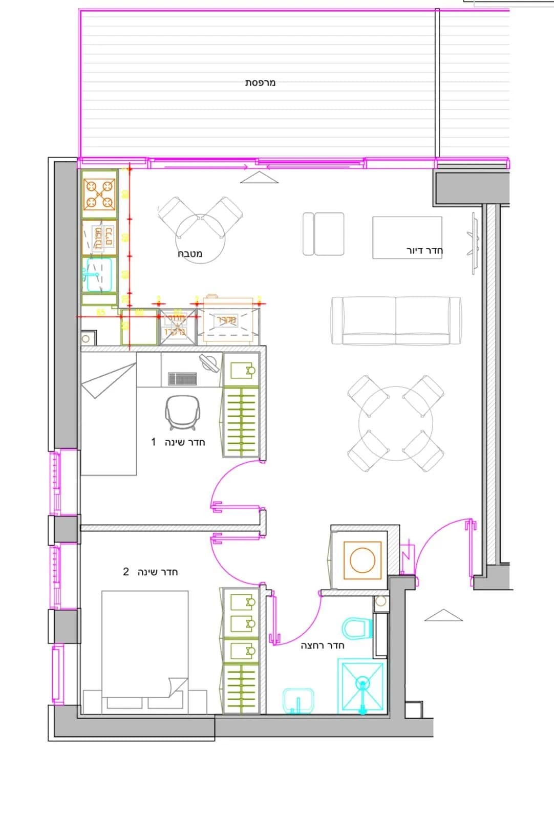 דירה 2 חדרים - כיוון דרום 42 מ״ר