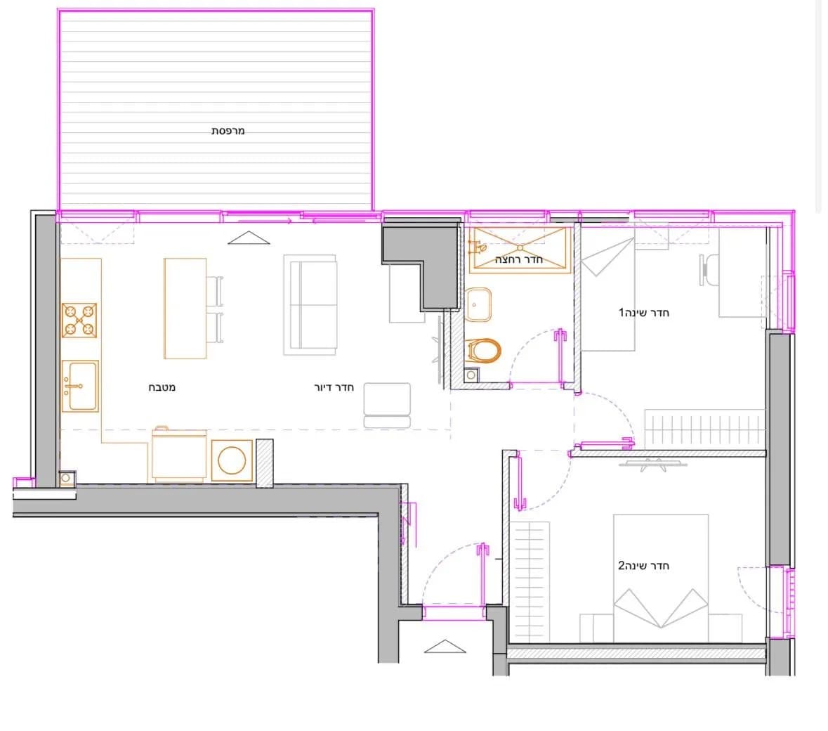 דירה 2 חדרים - כיוון מזרח 44 מ״ר